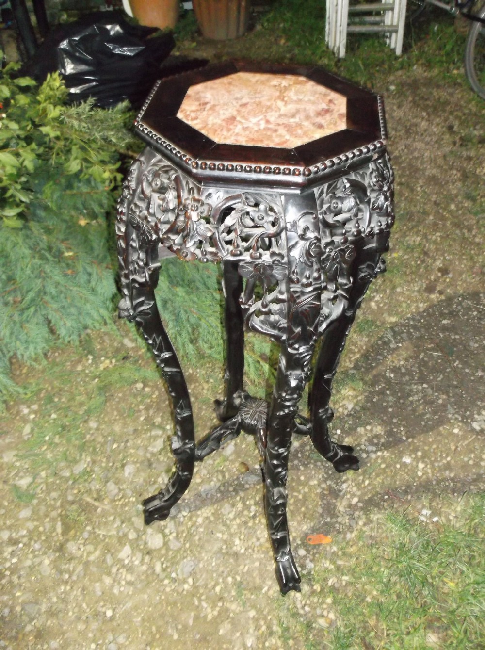 Carved Chinese hardwood stand