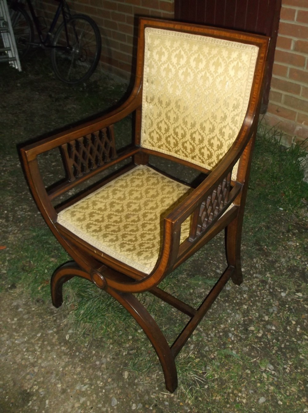 Good Edwardian inlaid mahogany desk armchair