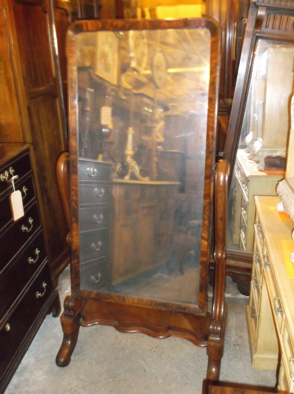 Victorian mahogany cheval mirror.