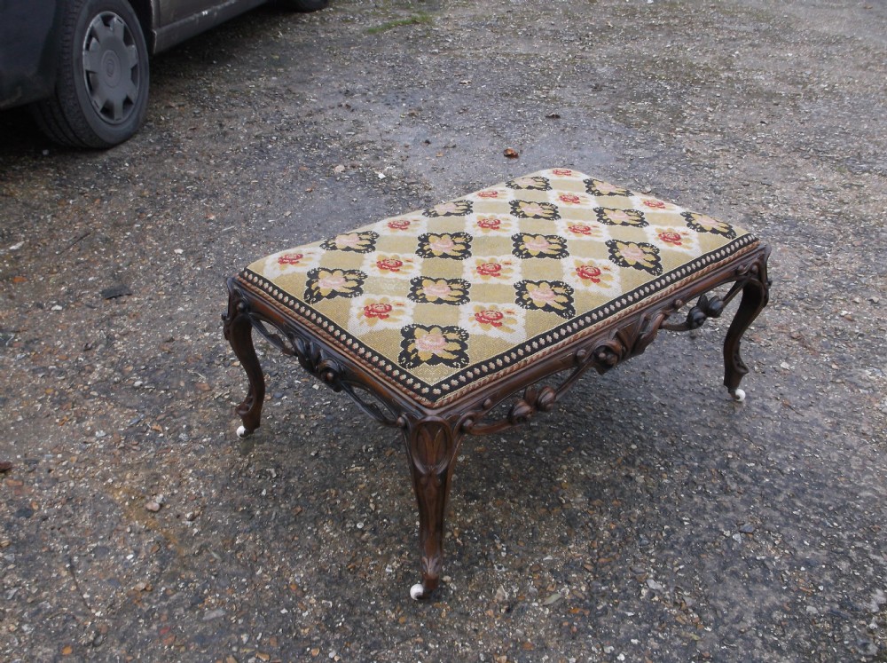 Large 19th century carved rosewood centre stool.