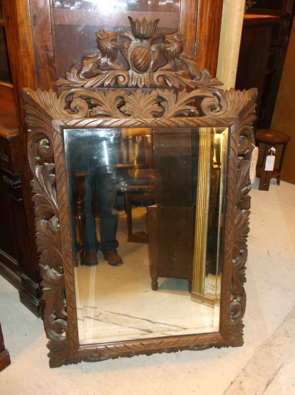 Late 19th century carved oak wall mirror