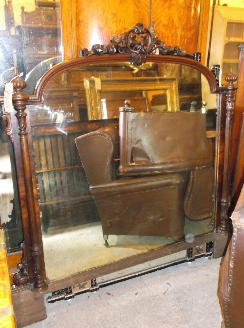 Victorian walnut overmantel mirror( or bed head!!)