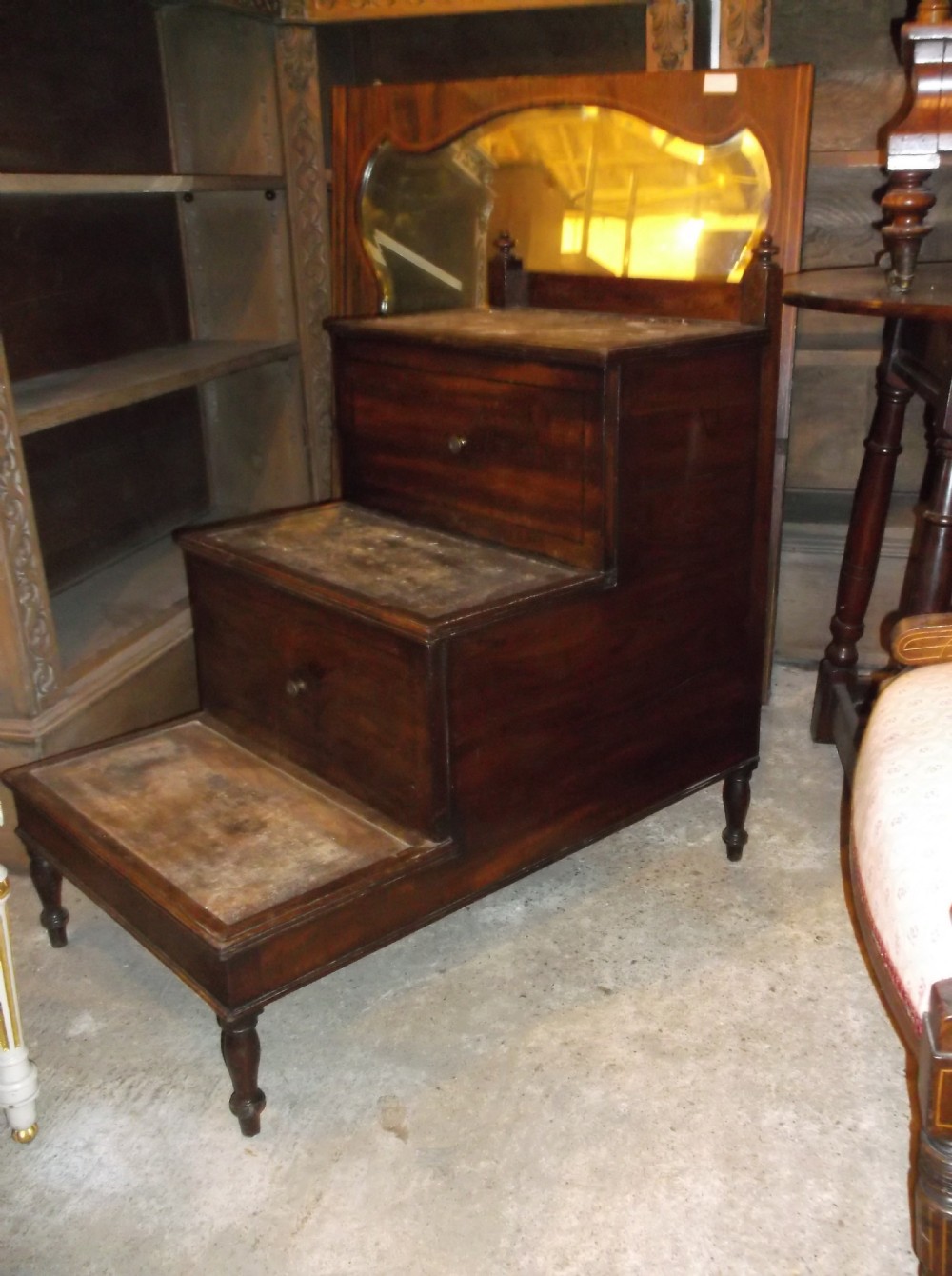 Set of mahogany library steps