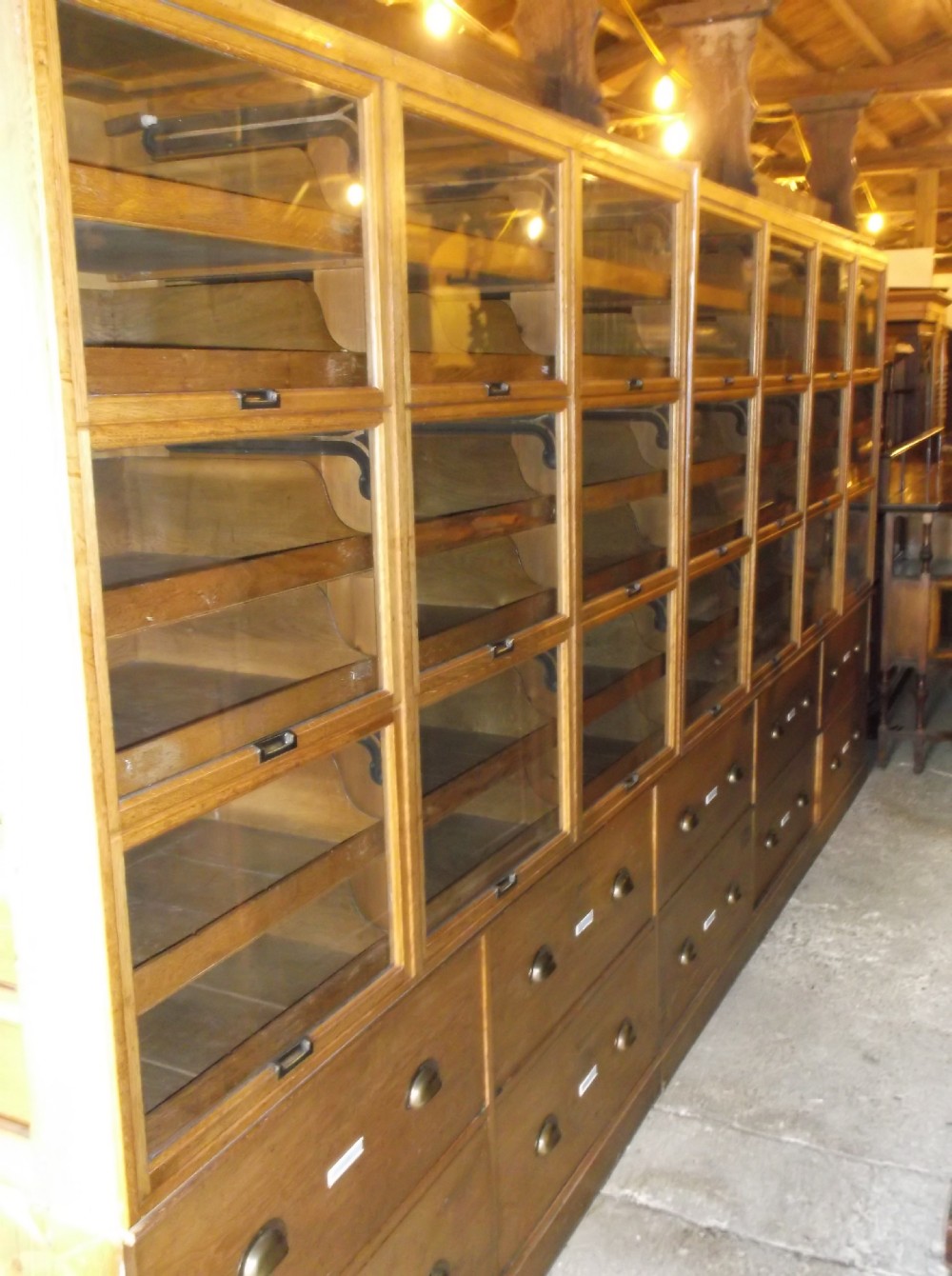 A fantastic oak haberdashery shopfitting 