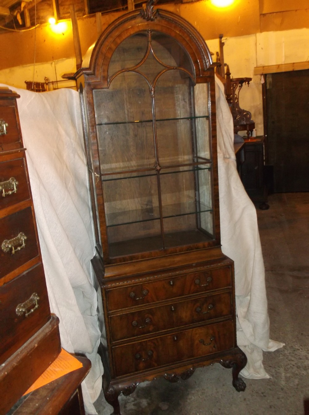 Walnut Queen Anne style cabinet chest