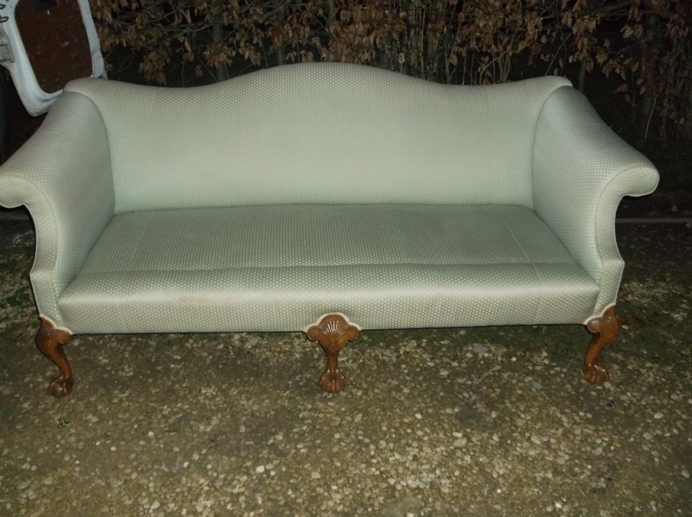 Upholstered Walnut frame 3 seater sofa