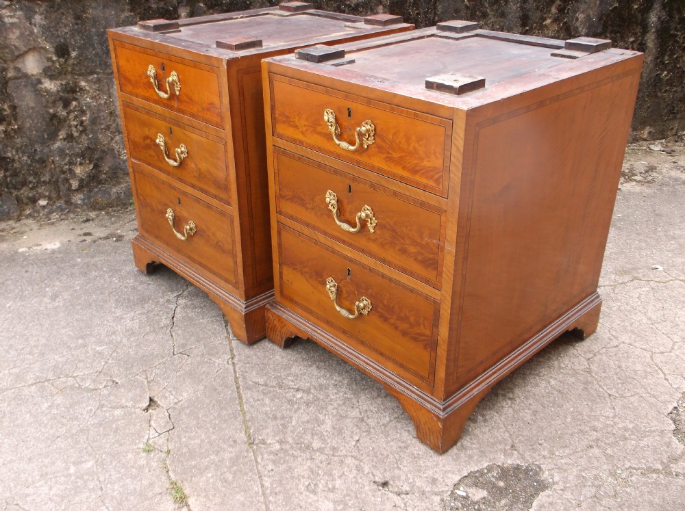 Pair of Edwardian inlaid satinwood chest pedestals