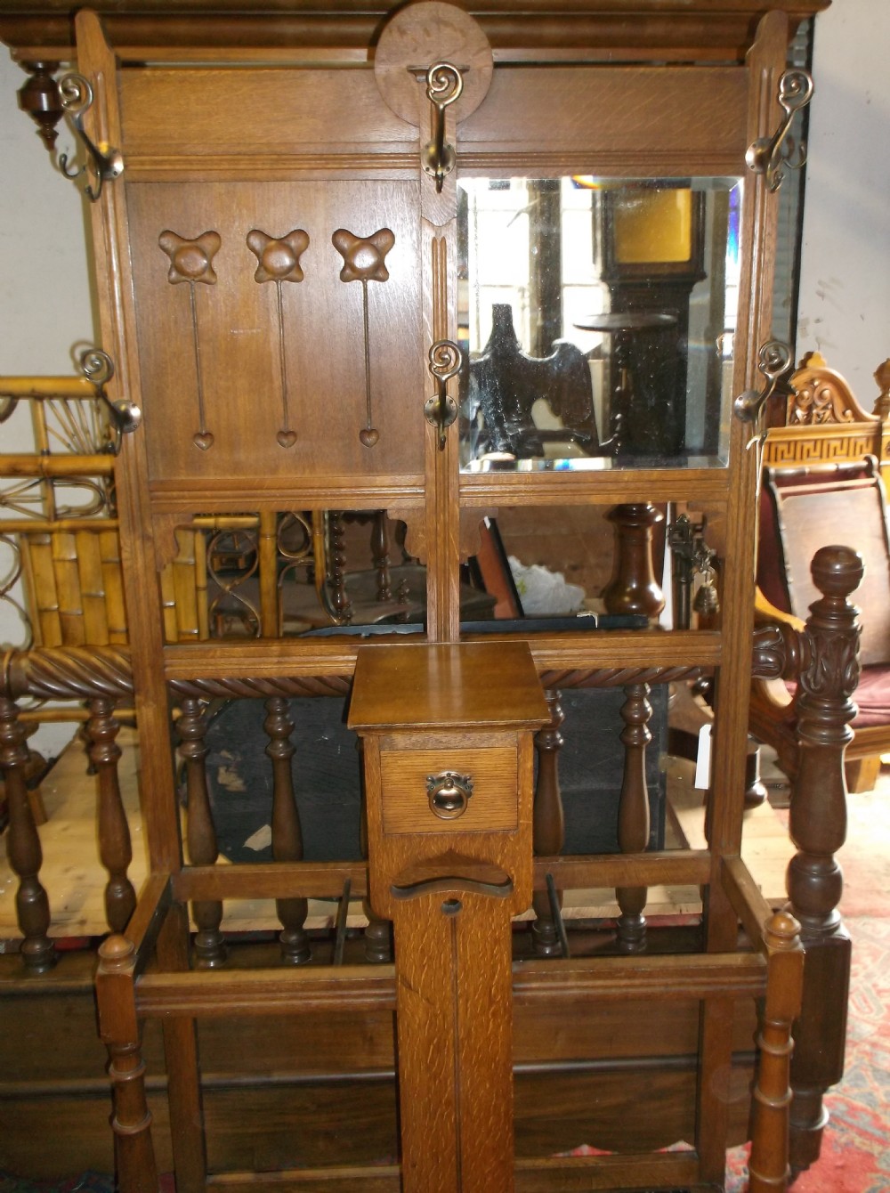 Oak arts and crafts hall stand