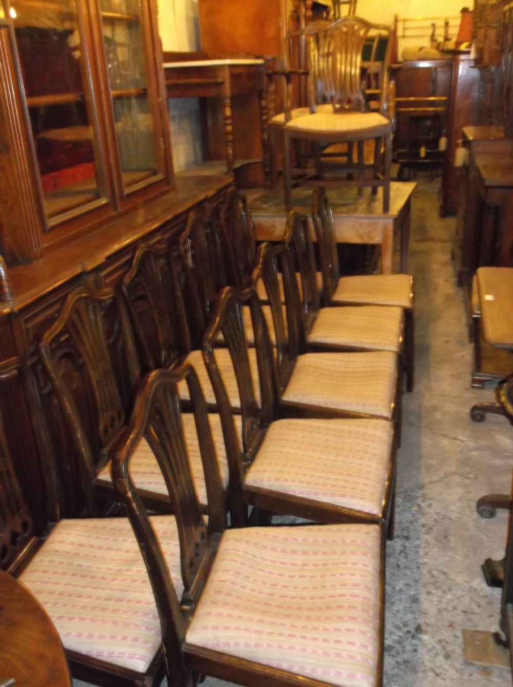 Set of 12 early 20th century mahogany dining chairs