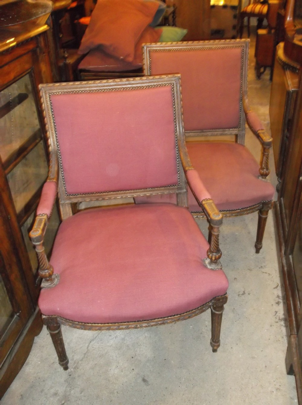 Pair of walnut fauteuil