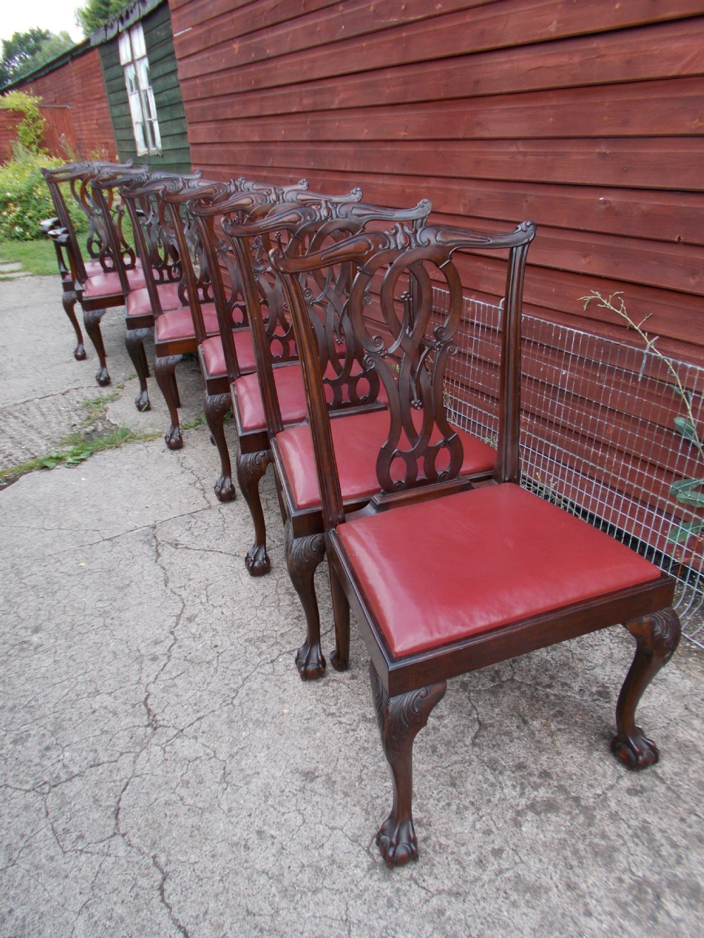 Good set of 8 carved mahogany dining chairs