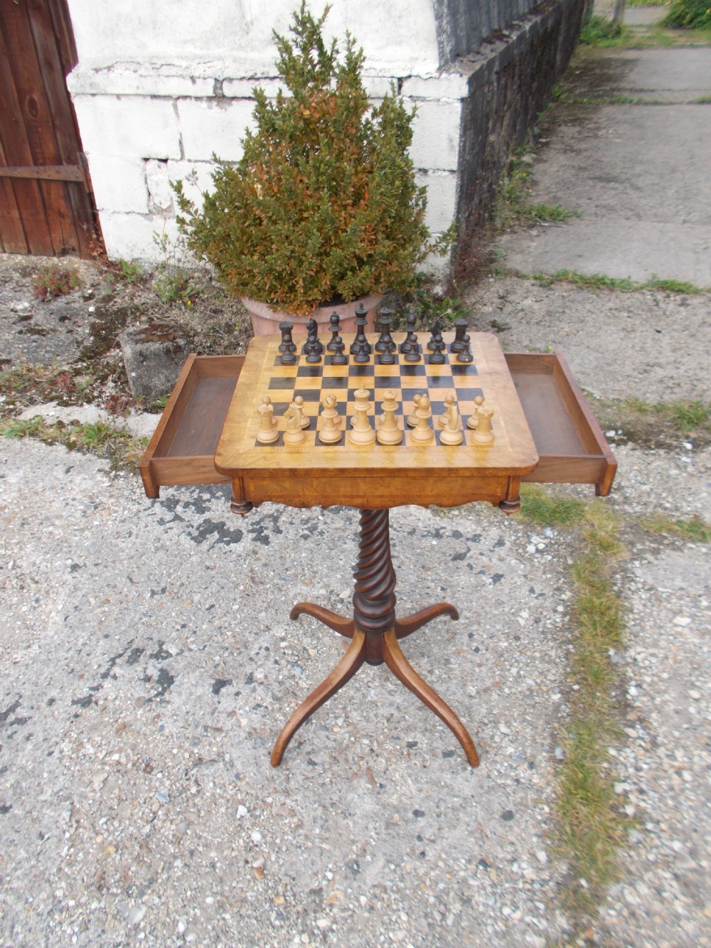 Good 19th century inlaid walnut games table.