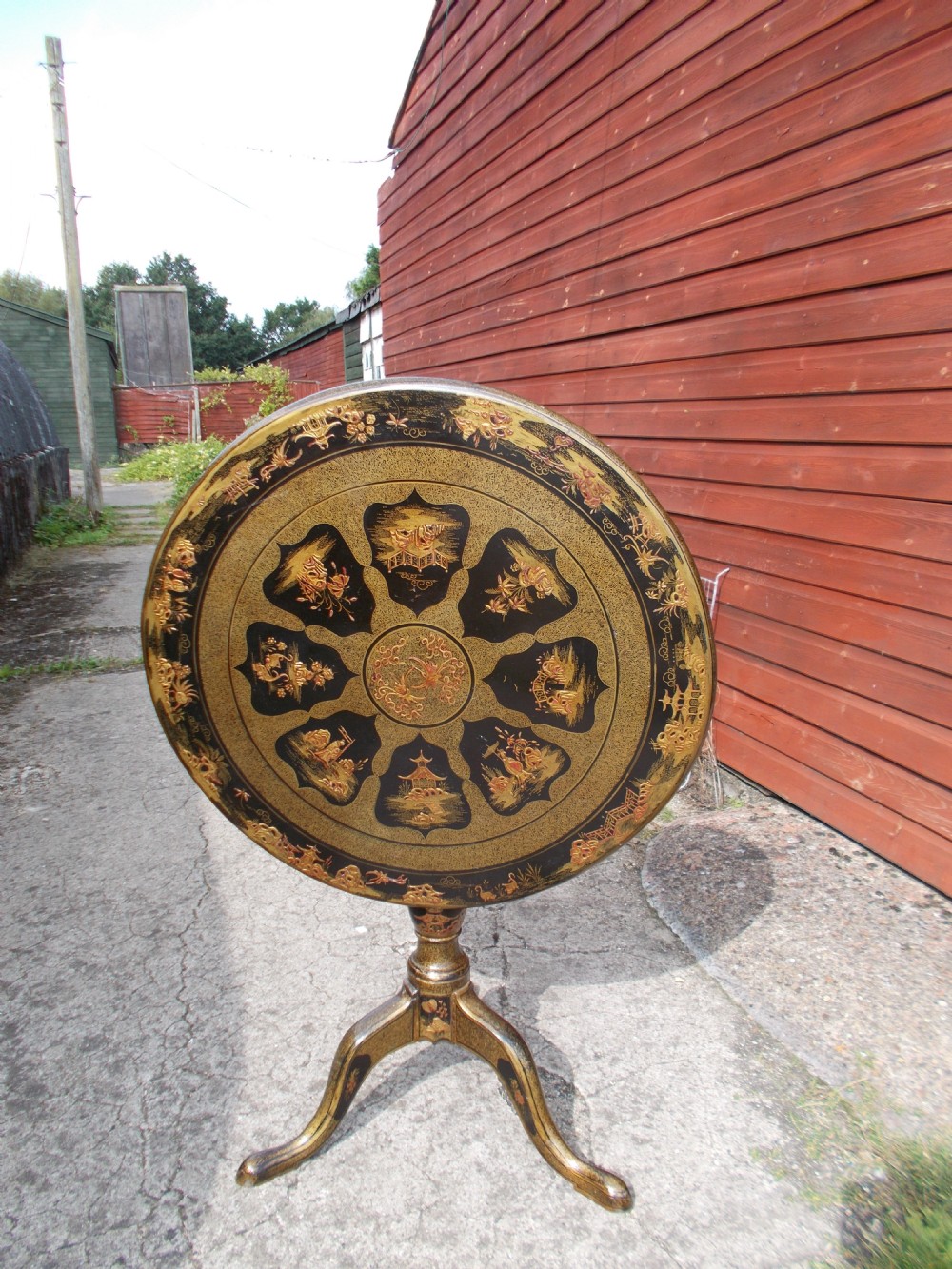 19th century lacquered tripod table