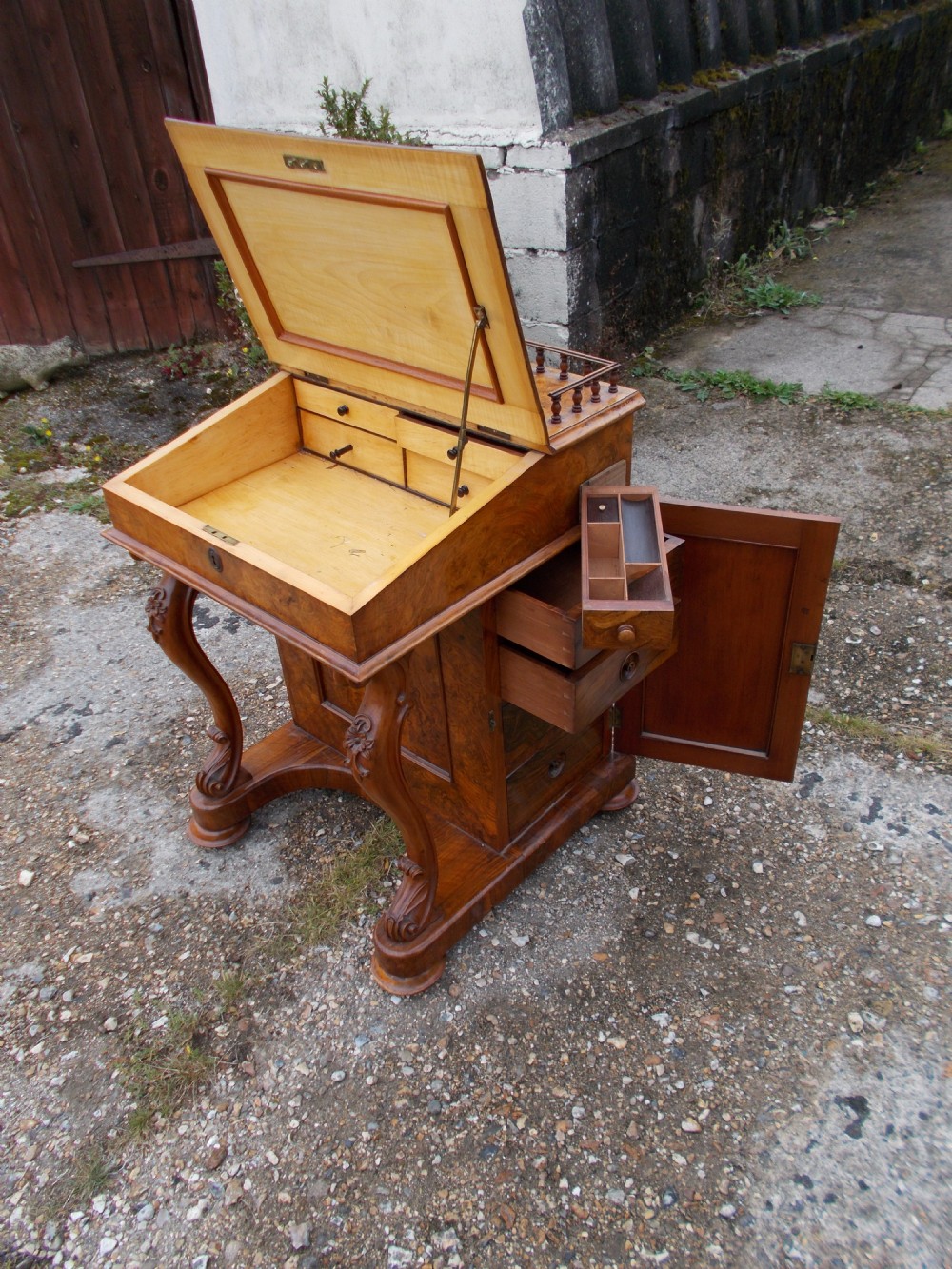 Victorian walnut davenport