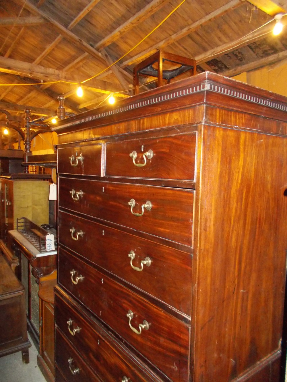 Late Georgian mahogany chest on chest
