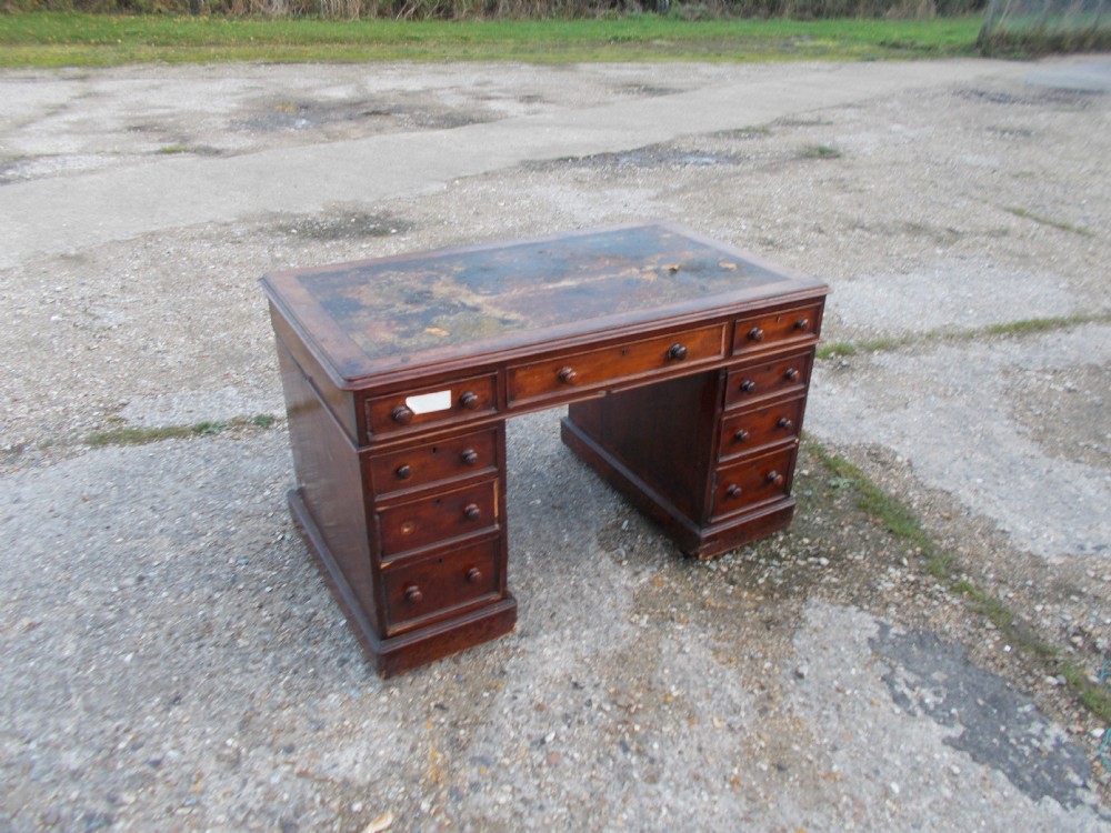 19th century mahogany pedestal desk for restoration