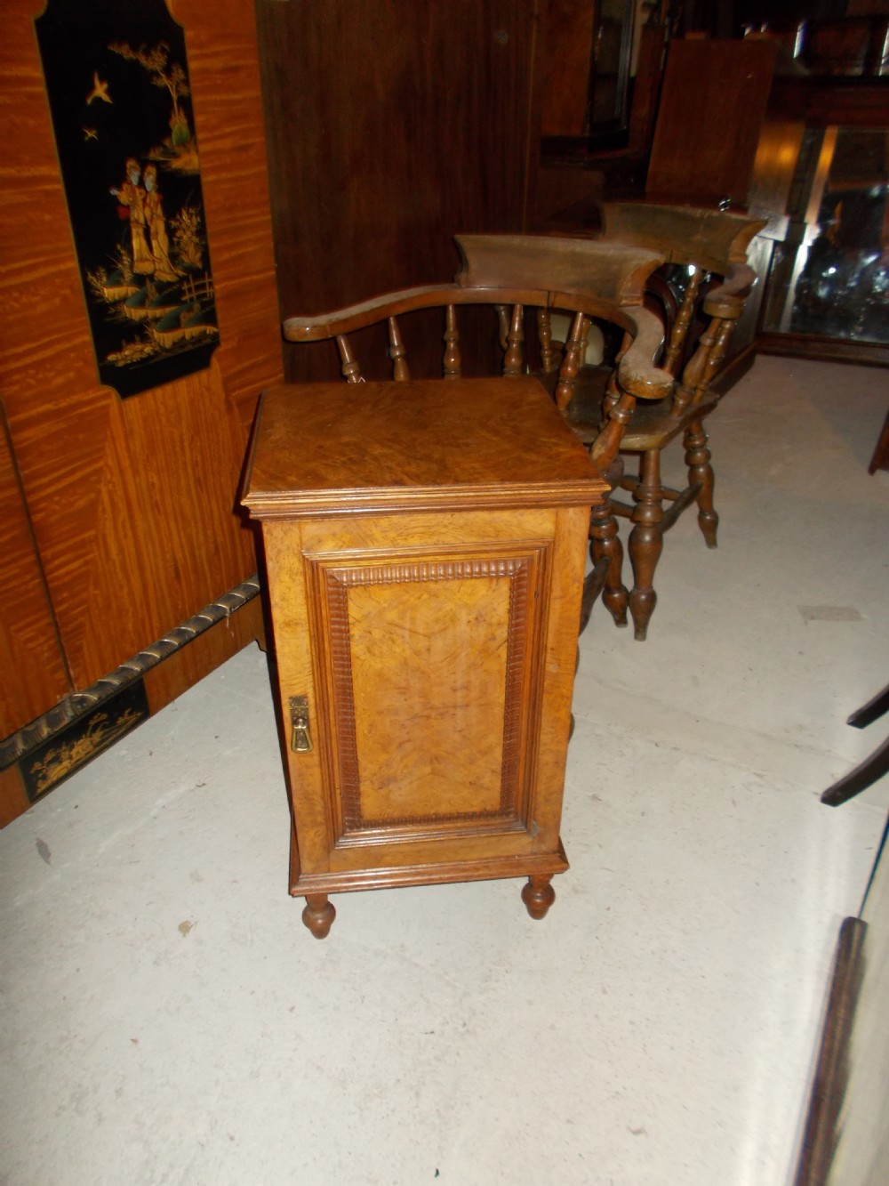 Good Edwardian oak bedside cabinet