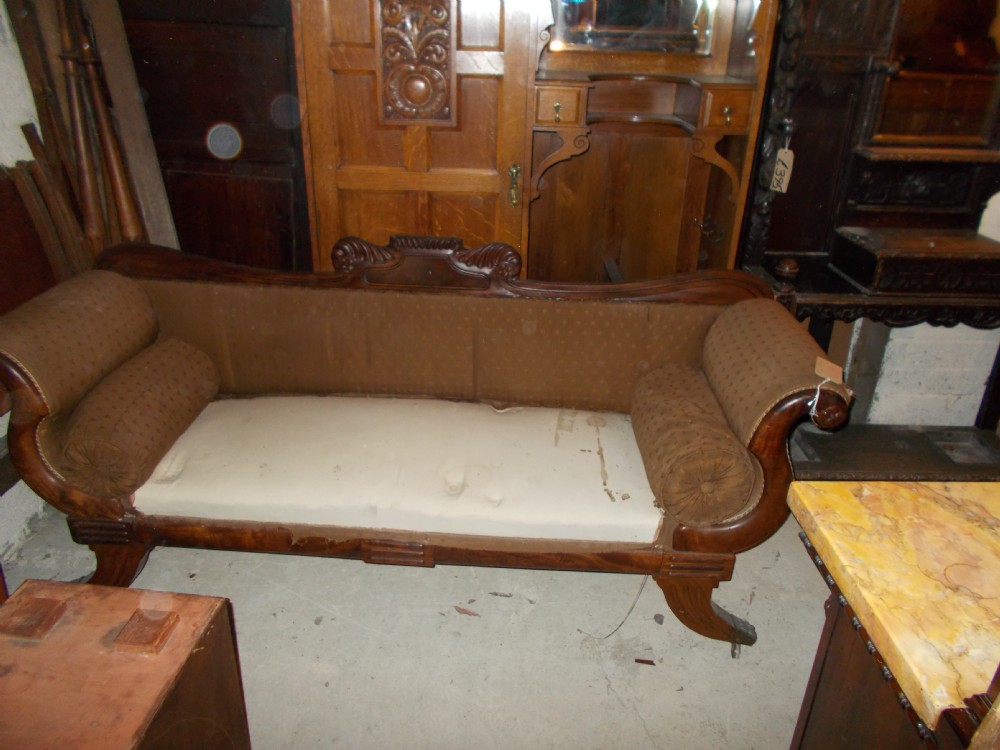 19th century mahogany scroll end settee