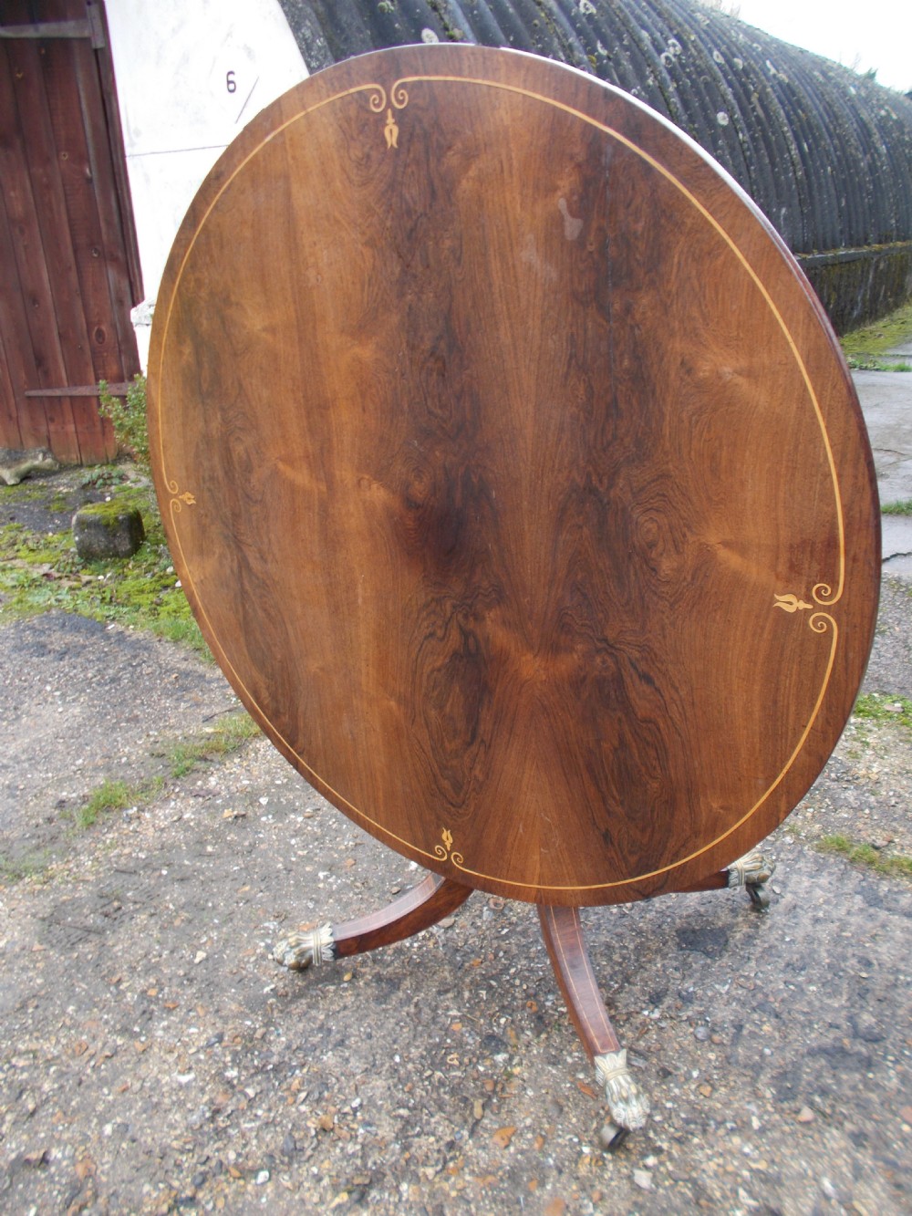 Regency inlaid rosewood tip top breakfast table