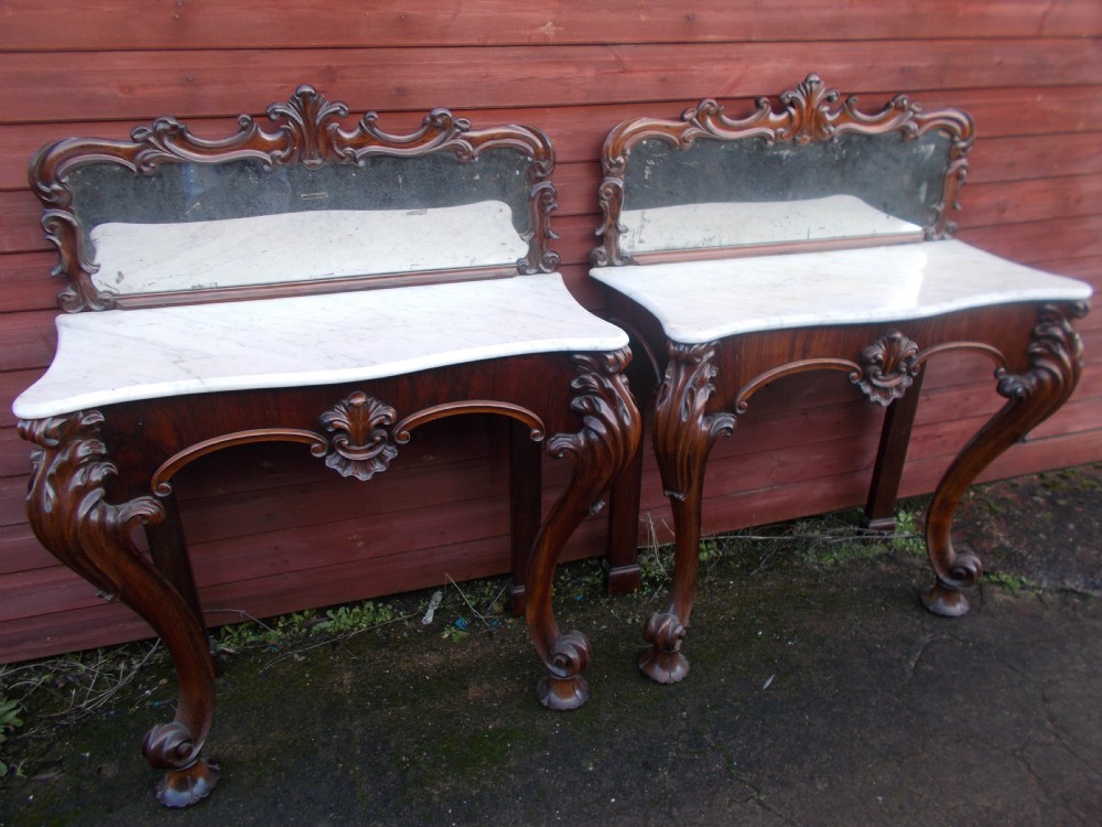 Pair of 19th century rosewood console tables