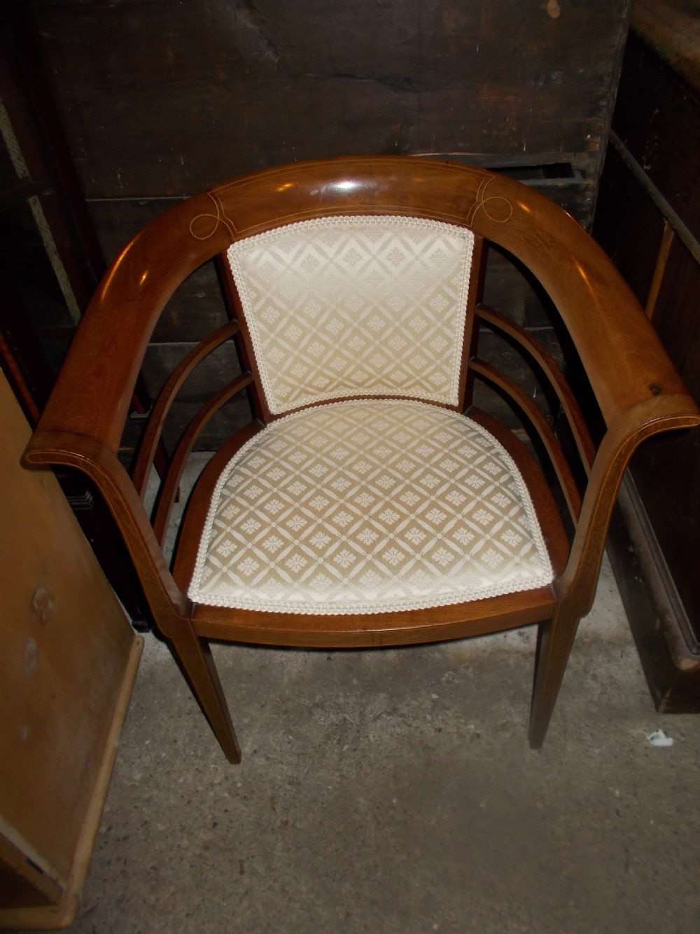 Edwardian inlaid mahogany Ladys desk armchair 