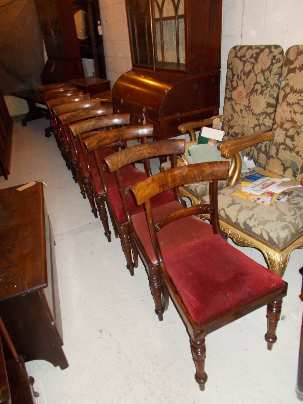 Set of 10 rosewood dining chairs