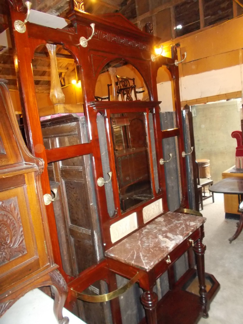 Large Late Victorian mahogany hall stand.