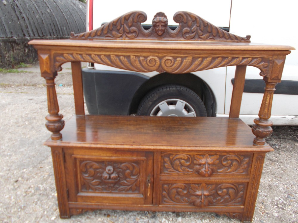 Late Victorian carved oak buffet