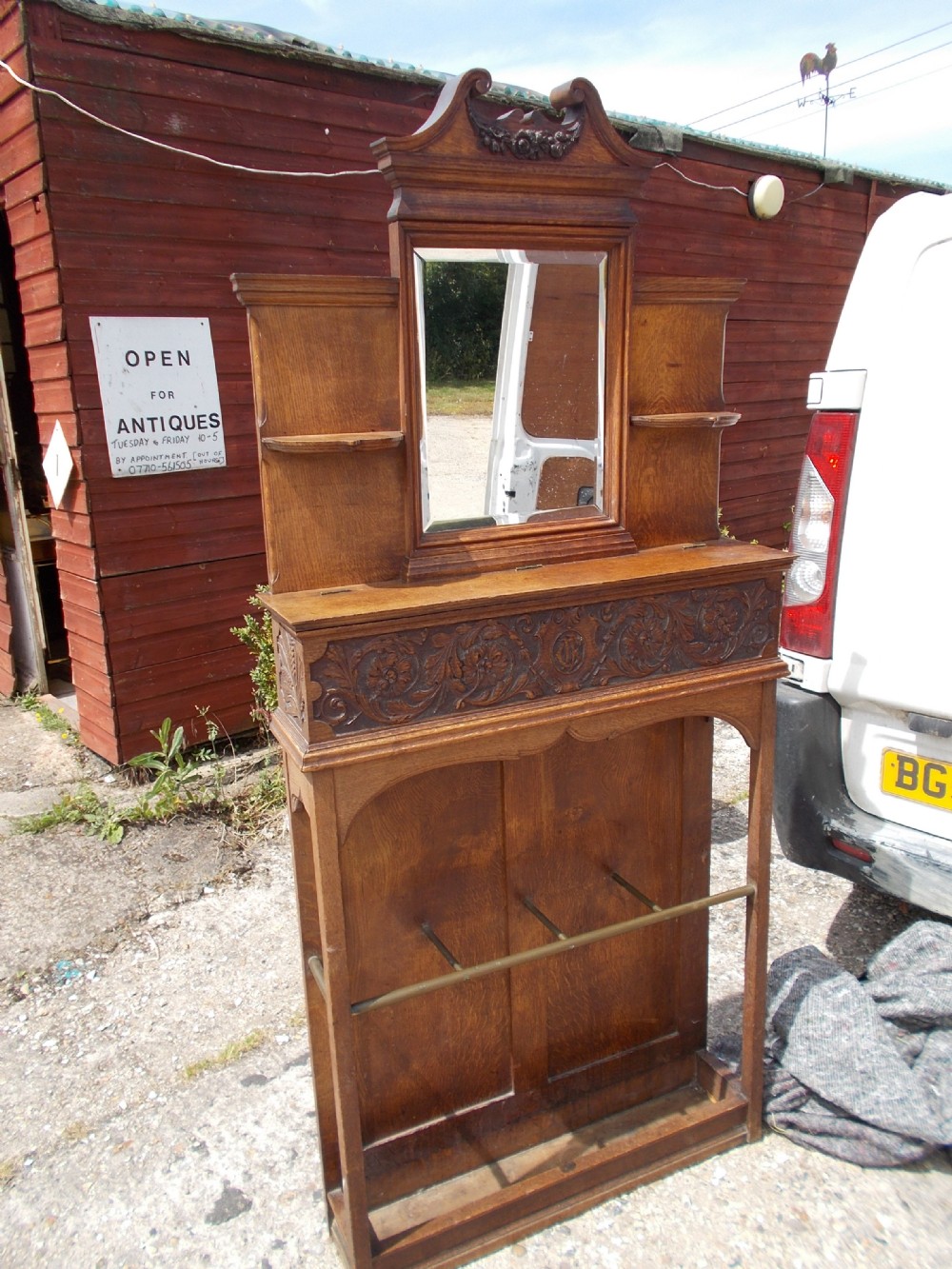 Late Victorian hall  stick stand with glove box