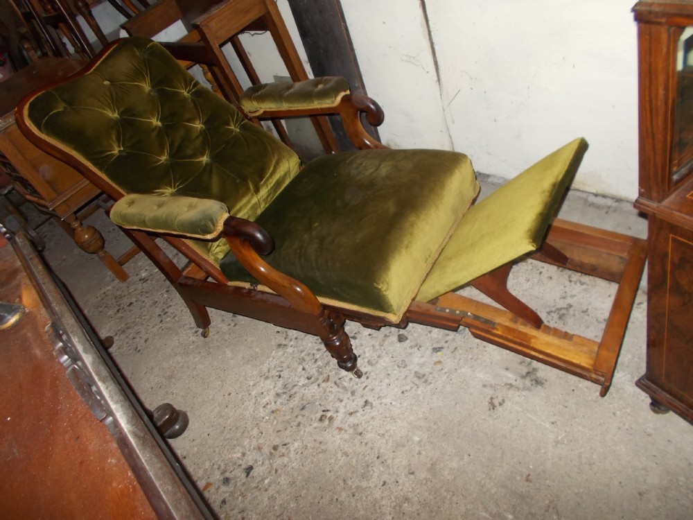 Early Victorian adjustable mahogany library armchair