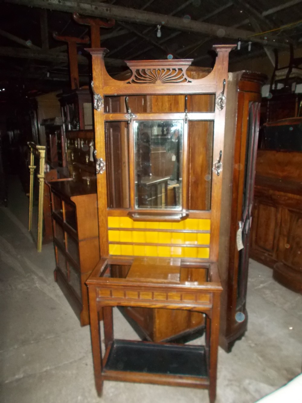  Arts and Crafts oak hallstand.