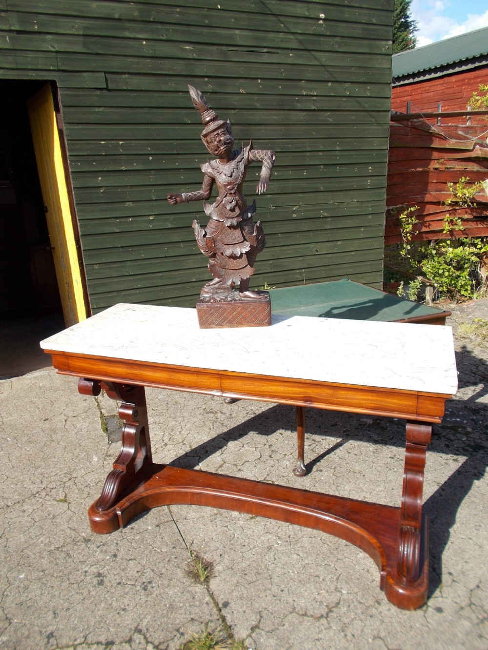 Mid 19th century English marble top side table[makers label]