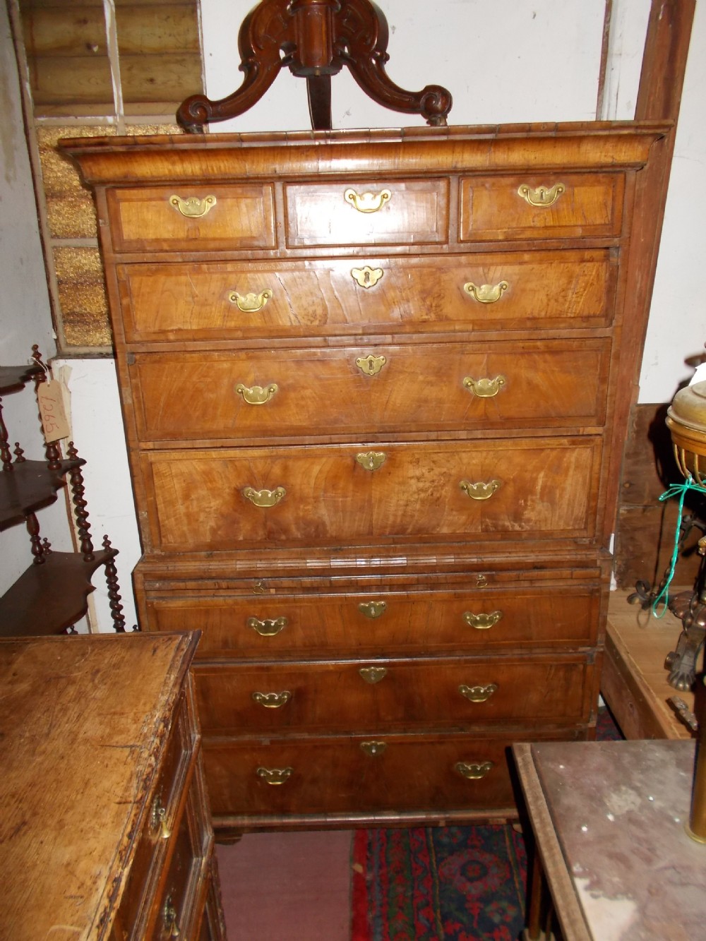 18th century walnut and oak chest on chest
