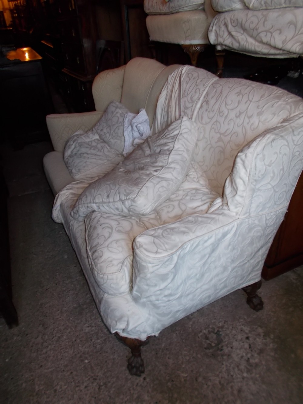 Early 20th century carved walnut 3 seater sofa 