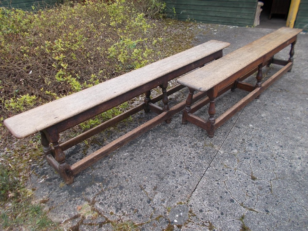 Pair of early 19th century oak refectory table benches.