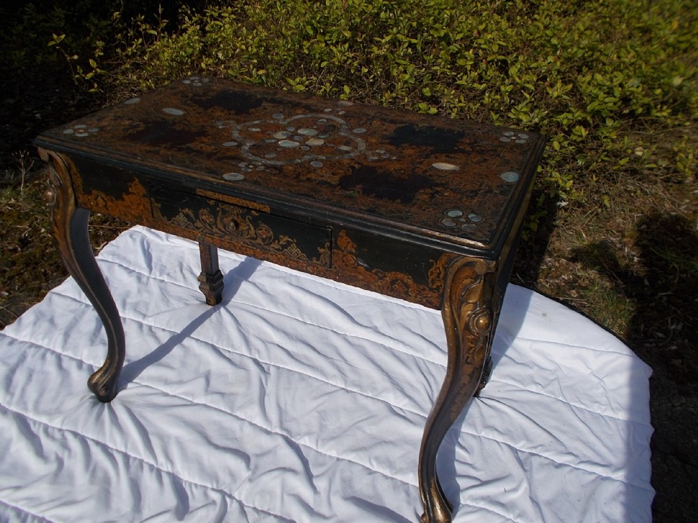 19th century decorated papier mache side table