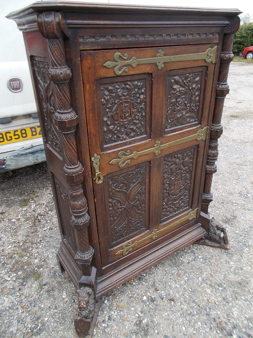 Good 19th century carved oak Gothic cabinet