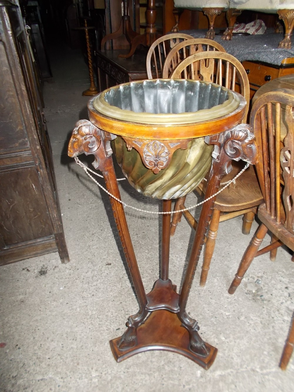 Early 20th century jardiniere carved mahogany stand