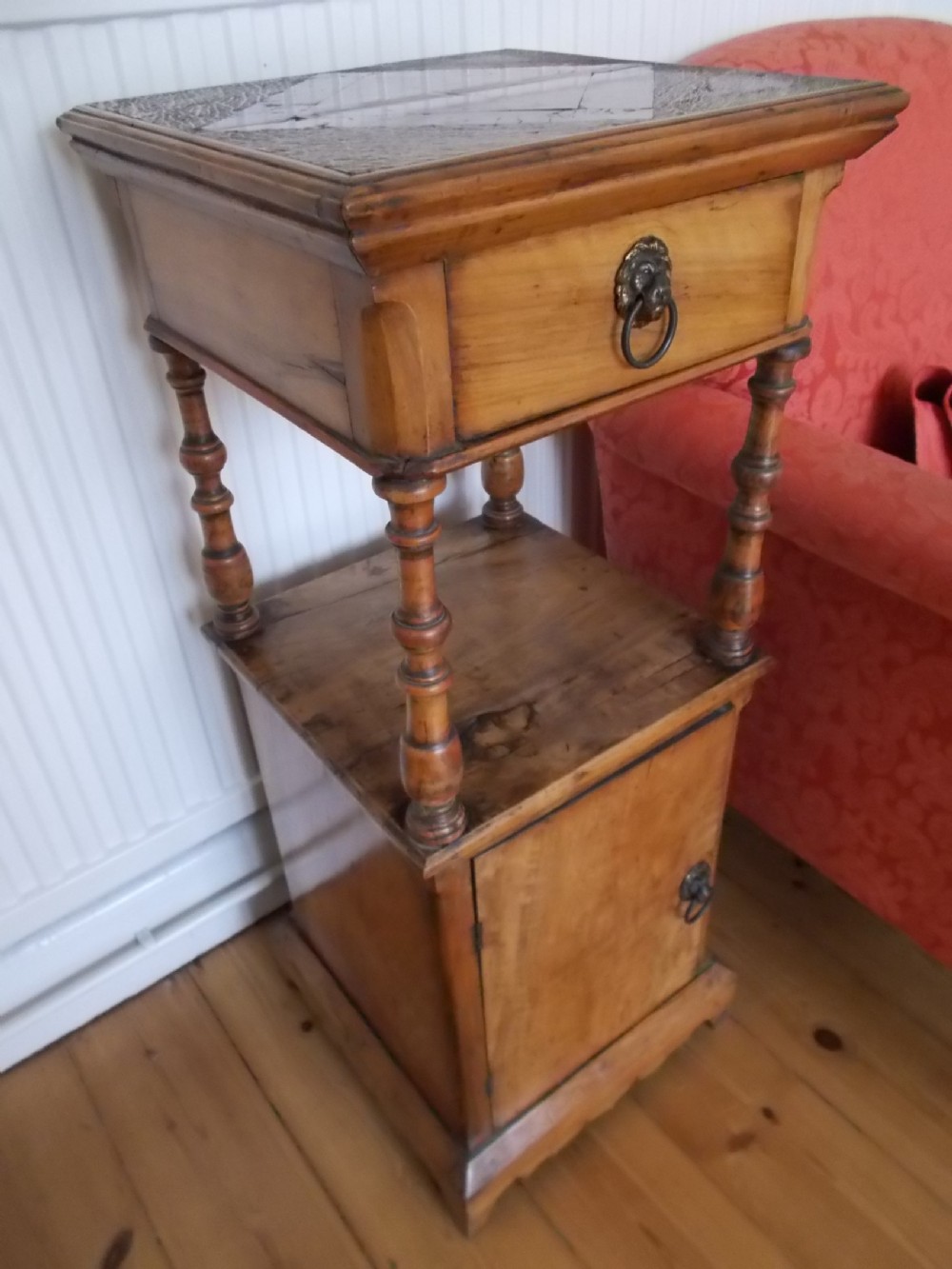 19th century Italian walnut & palmwood top side cabinet.