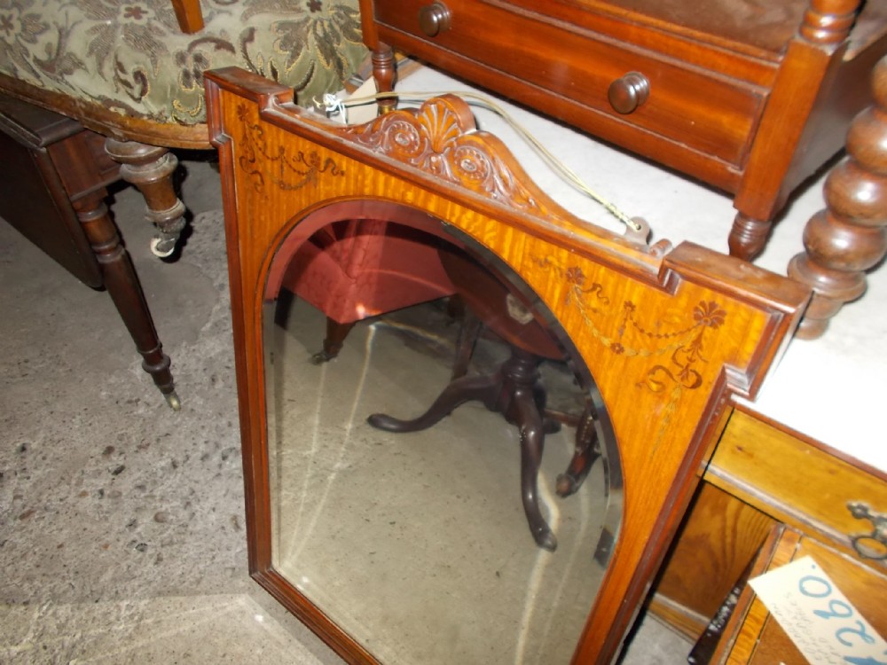 Good quality inlaid satinwood wall mirror
