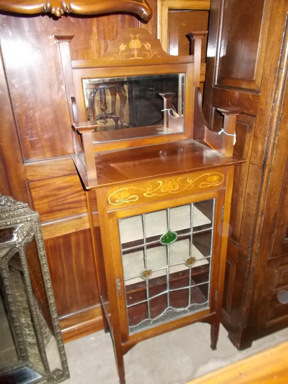 Edwardian inlaid mahogany music cabinet