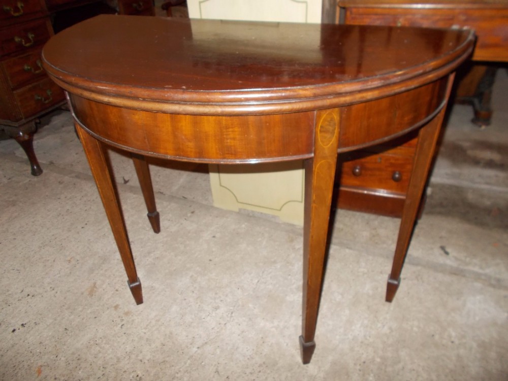 Mahogany demi-lune games table