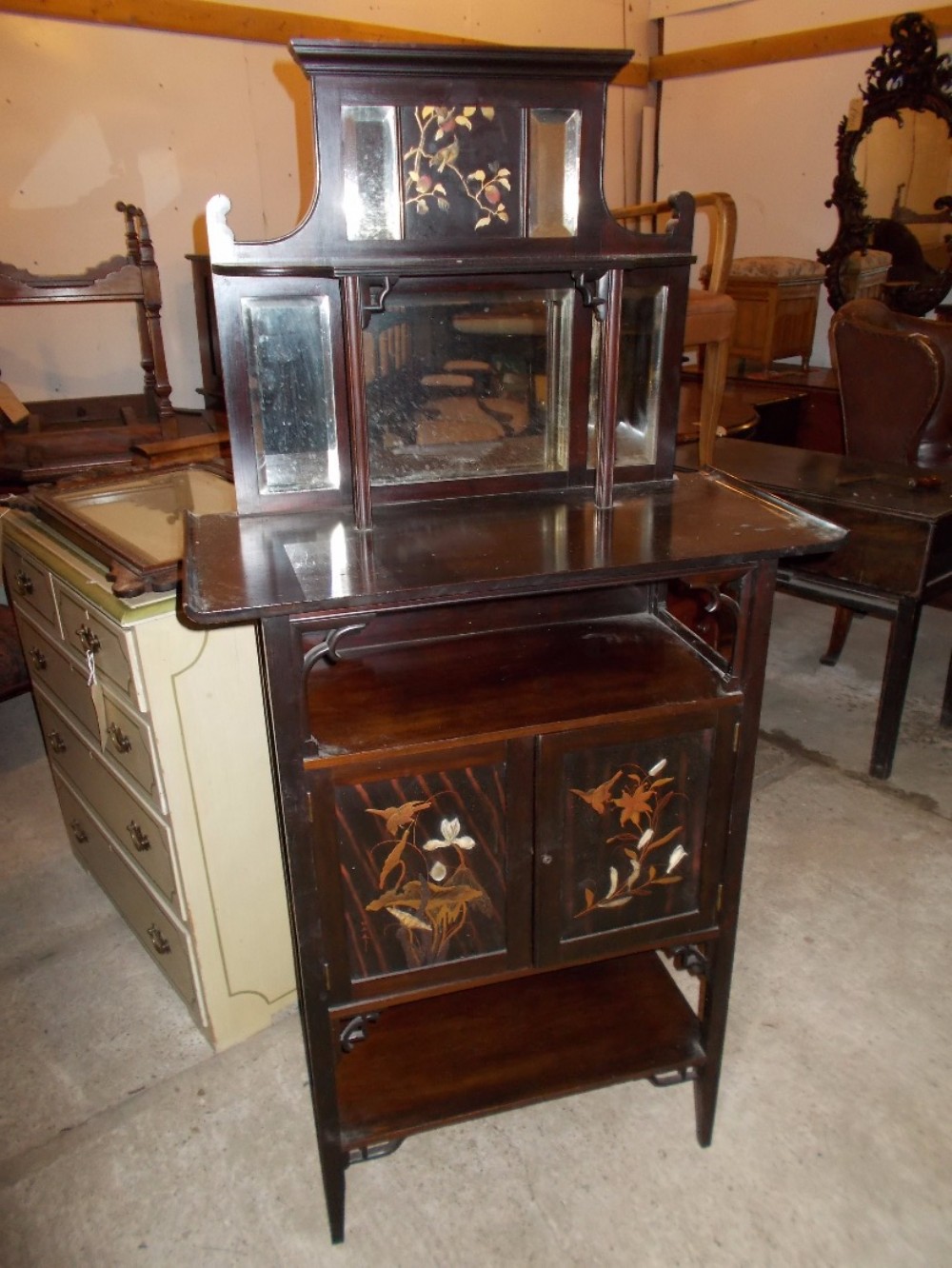 Late 19th century decorated side cabinet