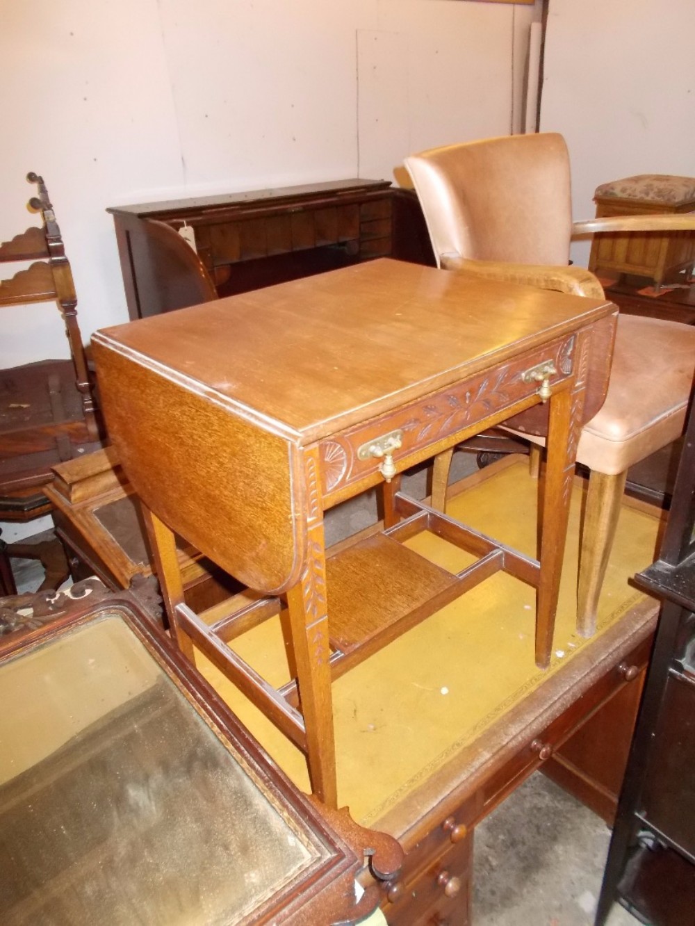 Useful Late 19th century walnut side table 
