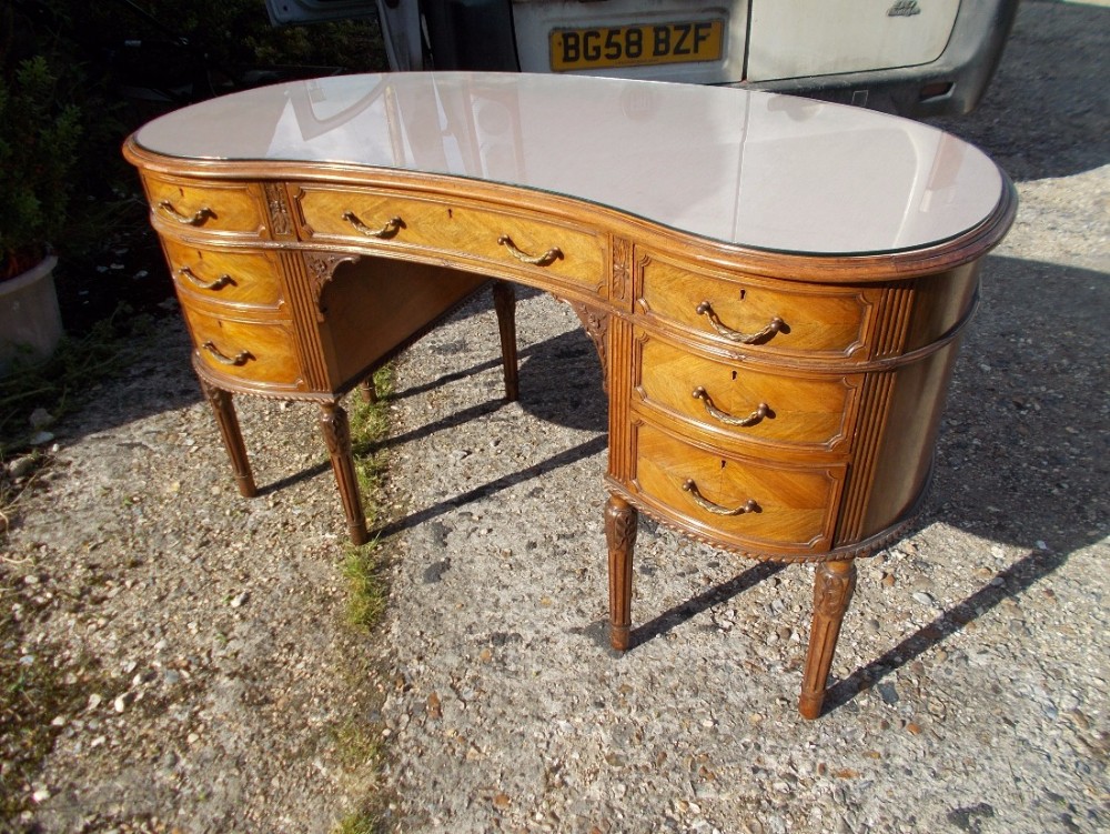 Early 20th century kidney shaped writing desk