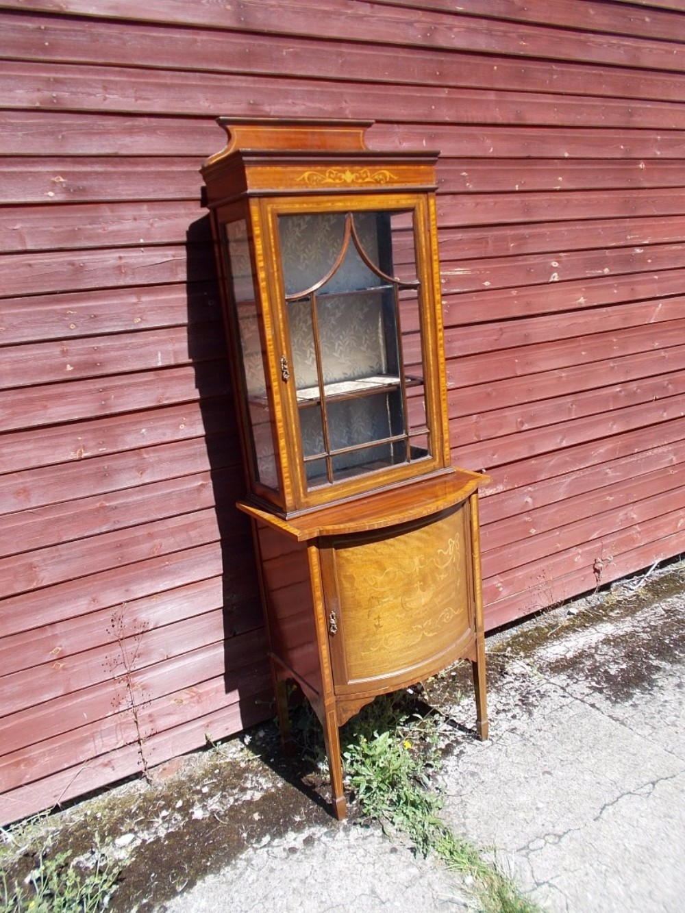 Edwardian inlaid mahogany display cabinet