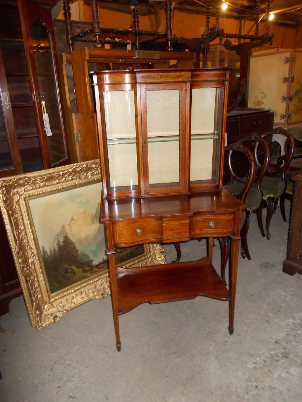 Pretty Inlaid Edwardian display cabinet Vitrine