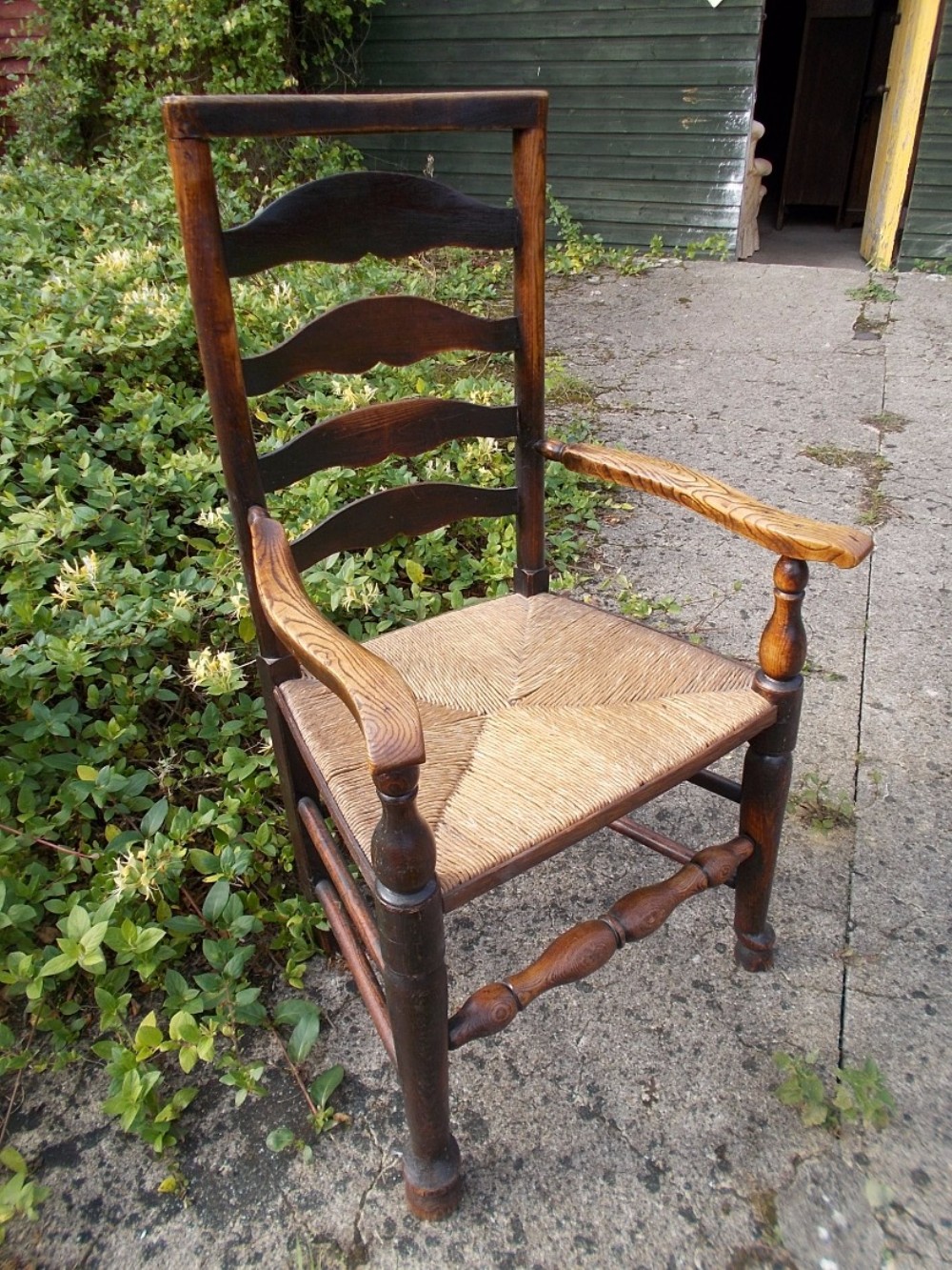 Good Mid-19th century rush seat armchair
