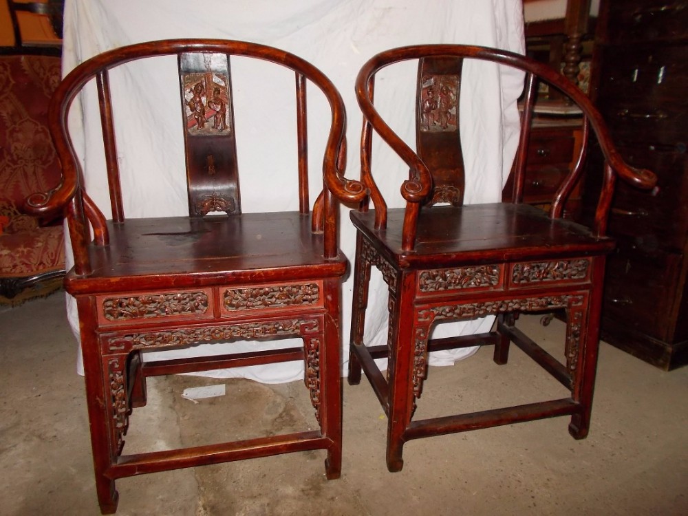 Pair of Chinese armchairs