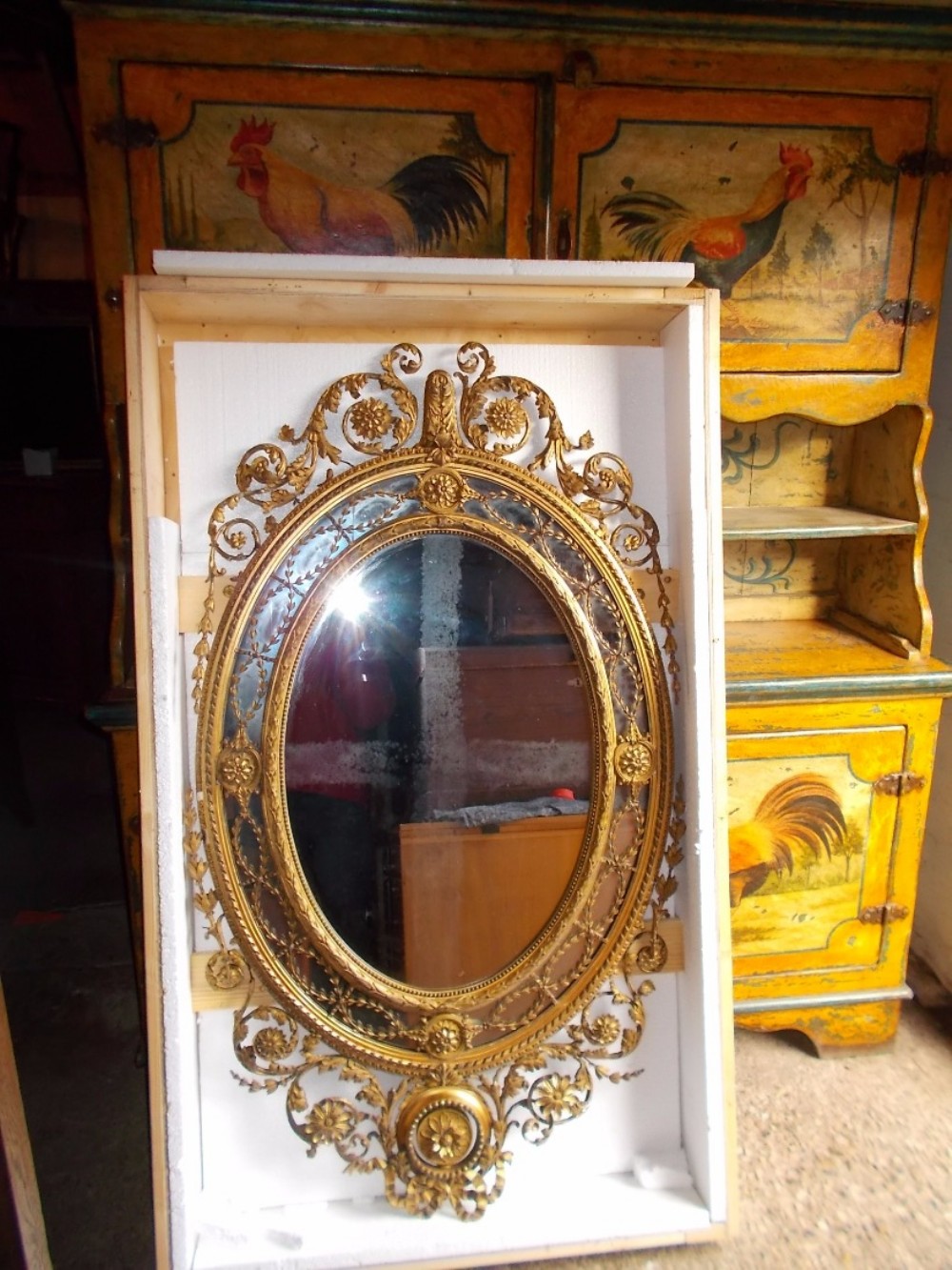 Large ornate 19th century gilt wall mirror